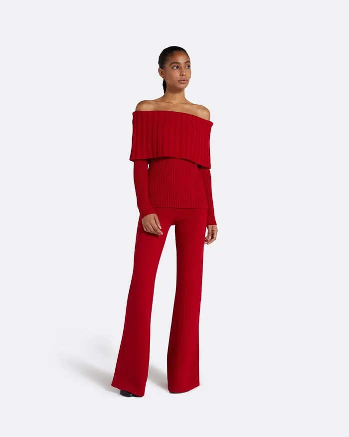 Risetta Azalea Red Knit Azalea Red Women Tops Safiyaa