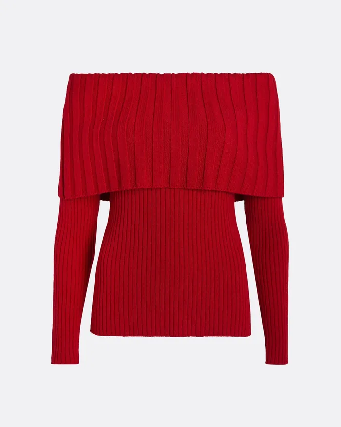 Risetta Azalea Red Knit Azalea Red Women Tops Safiyaa