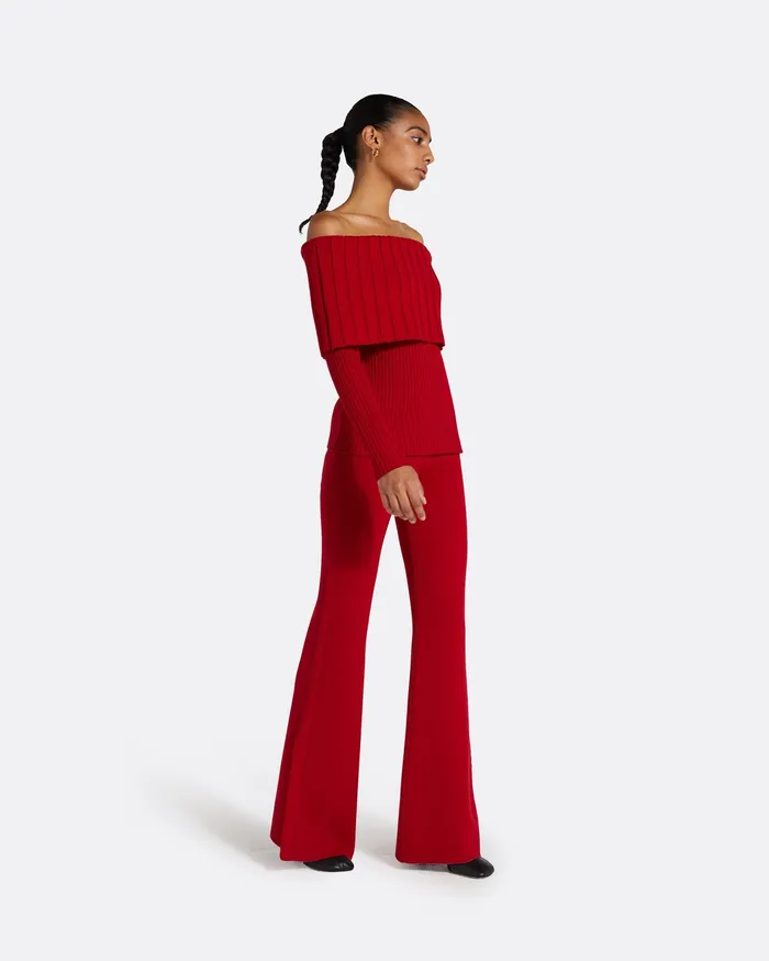 Risetta Azalea Red Knit Azalea Red Women Tops Safiyaa