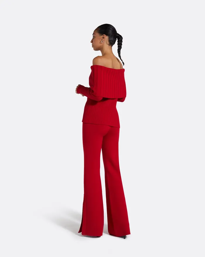 Risetta Azalea Red Knit Azalea Red Women Tops Safiyaa