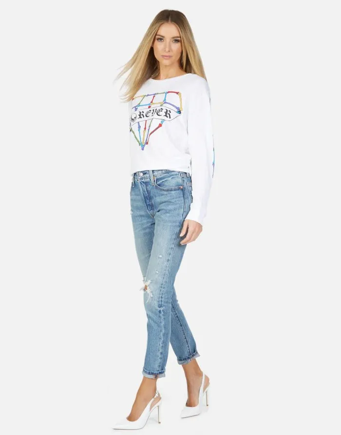Rooney Bone Diamond White Women Lauren Moshi Long Sleeve