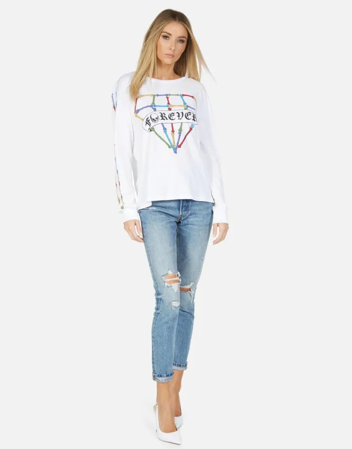 Rooney Bone Diamond White Women Lauren Moshi Long Sleeve