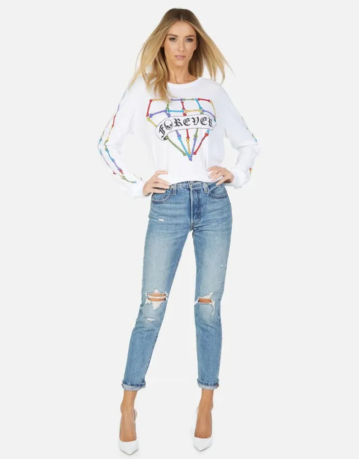Rooney Bone Diamond White Women Lauren Moshi Long Sleeve