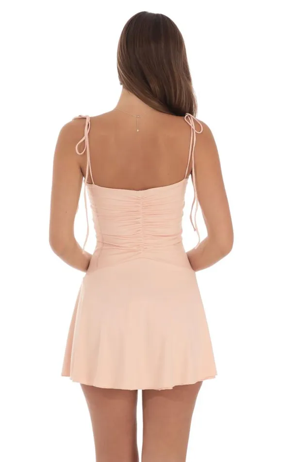 Ruched Dress Beige Women LUCY IN THE SKY Mini Dresses Ruched Dress Beige Women LUCY IN THE SKY Mini Dresses