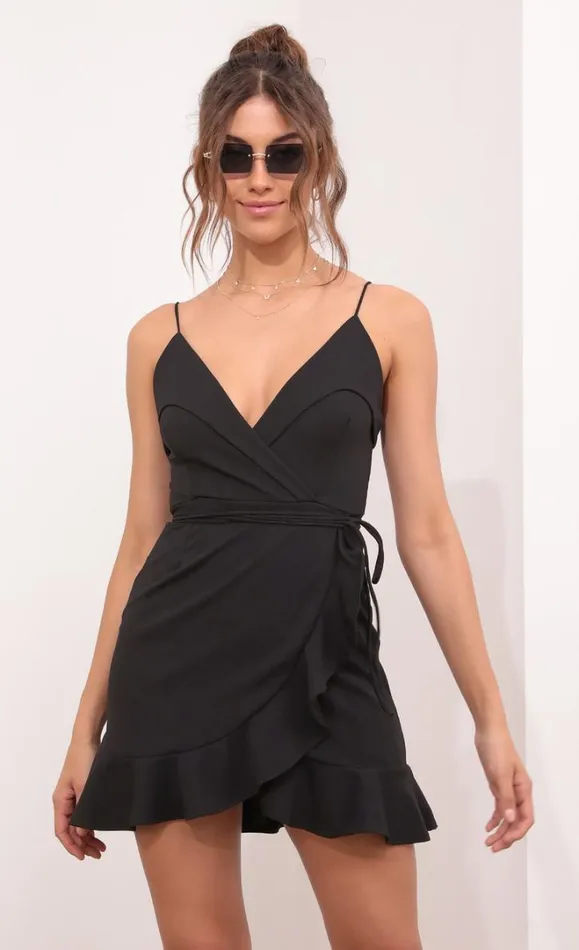 Ruffle Dress Black Women LUCY IN THE SKY Mini Dresses