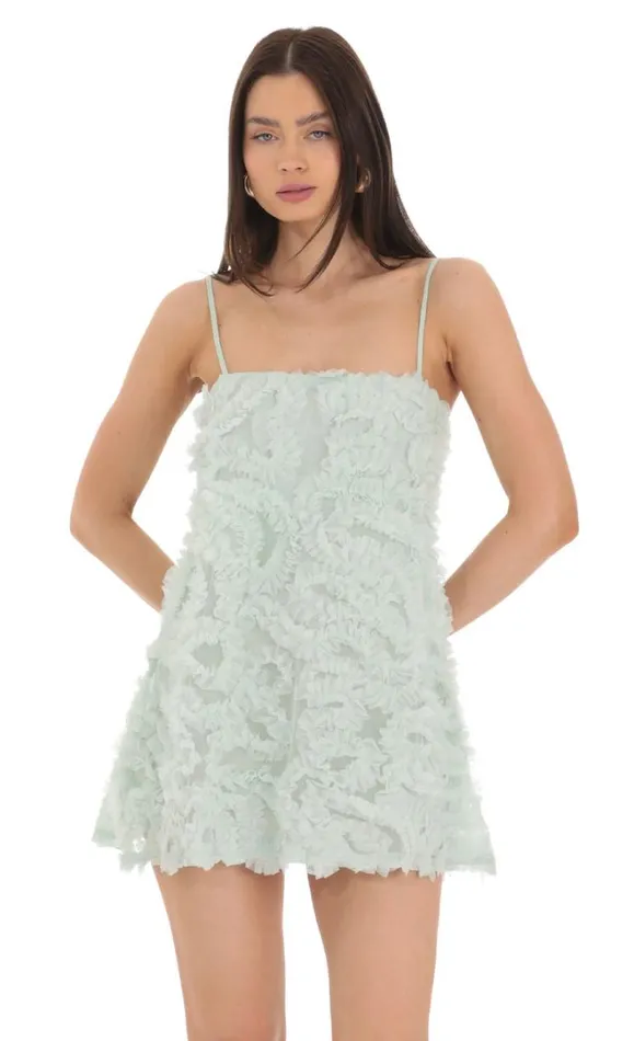 Ruffle Shift Dress Seafoam Green Women LUCY IN THE SKY Mini Dresses Ruffle Shift Dress Seafoam Green Women LUCY IN THE SKY Mini Dresses