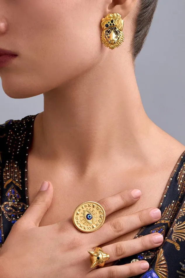 SACRED SYMBOLS JAGGI EARRINGS GOLD Gold WomensMens Camilla Jewellery