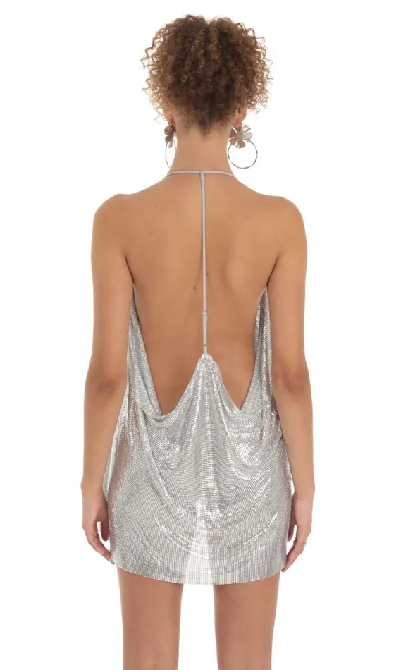 Safina Chainmail Shirt Dress Silver Women LUCY IN THE SKY Tops Safina Chainmail Shirt Dress Silver Women LUCY IN THE SKY Tops