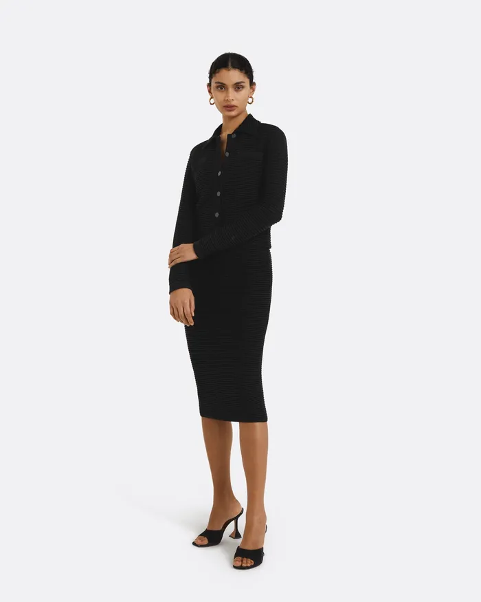 Safiyaa Artemis Black Crochet Jacket Black Women Jackets and Coats