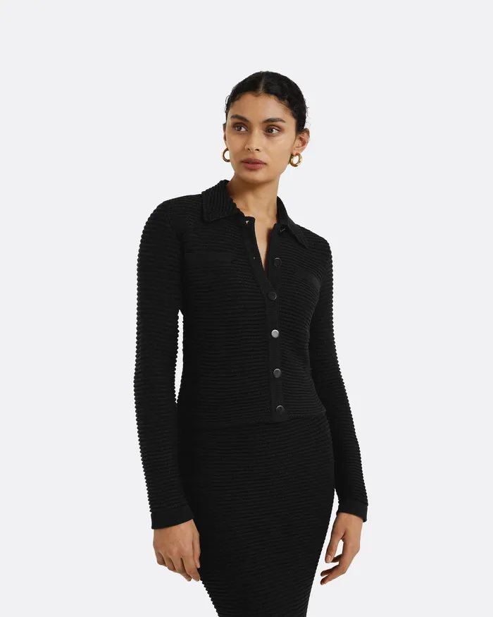 Safiyaa Artemis Black Crochet Jacket Black Women Jackets and Coats