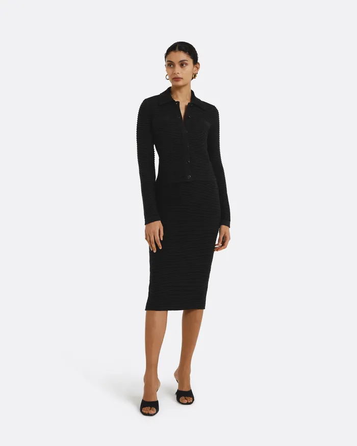 Safiyaa Artemis Black Crochet Jacket Black Women Jackets and Coats