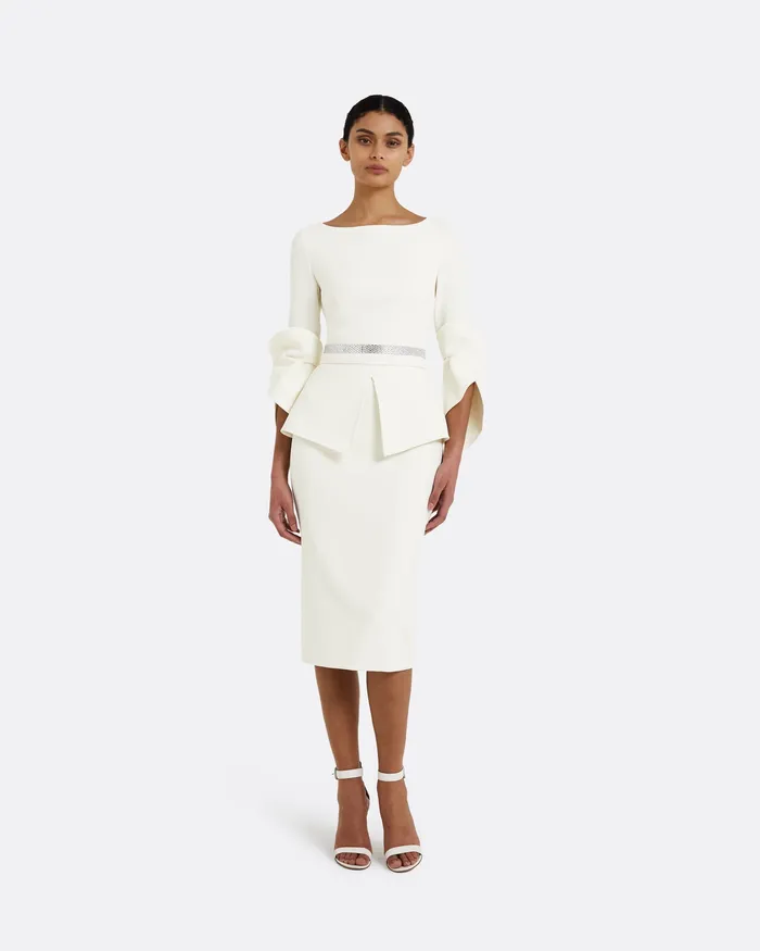 Safiyaa Icons Women Alondra Ivory Midi Dress Ivory
