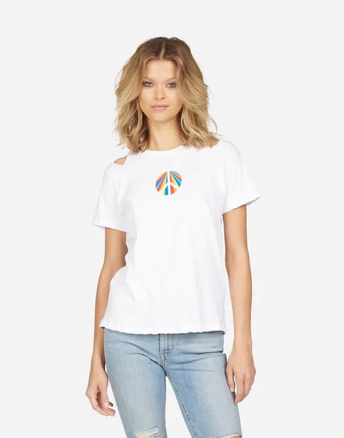 Saleisha Peace Rays White Women Lauren Moshi Short Sleeve