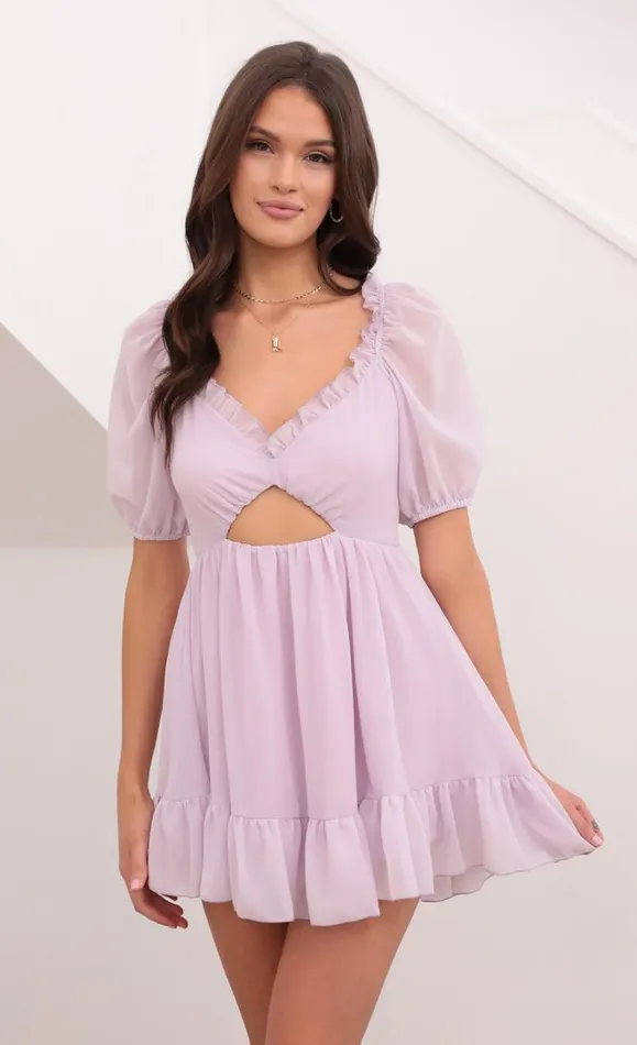 Samantha Keyhole Cutout Dress Lilac Women LUCY IN THE SKY Mini Dresses