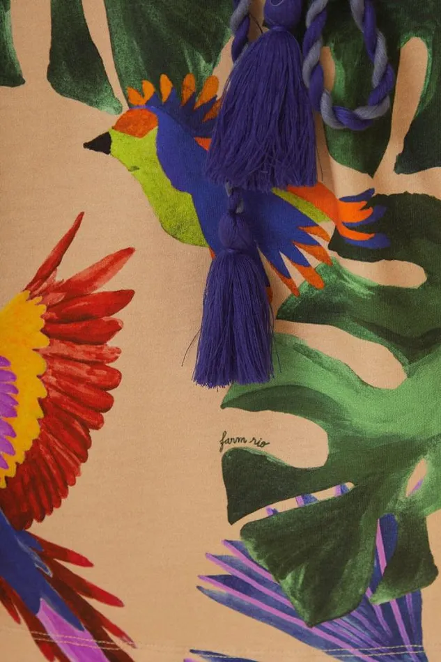 Sand Macaw Jungle Organic Cotton TShirt Dress Women FARM Rio Tshirts