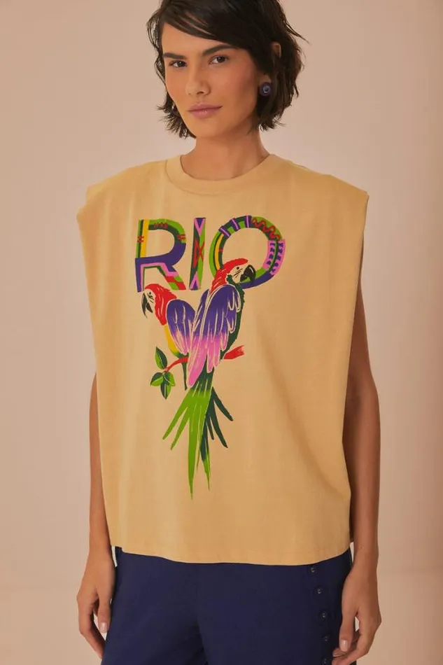 Sand Rio Shoulder Pad Organic Cotton TShirt Women FARM Rio Gifts