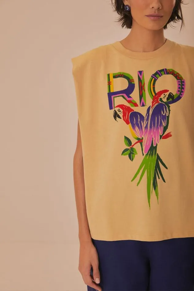 Sand Rio Shoulder Pad Organic Cotton TShirt Women FARM Rio Gifts