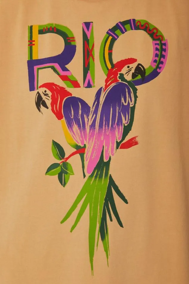 Sand Rio Shoulder Pad Organic Cotton TShirt Women FARM Rio Gifts