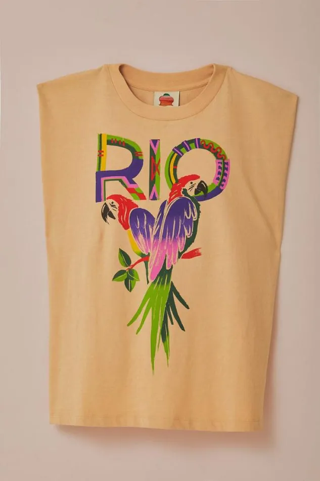 Sand Rio Shoulder Pad Organic Cotton TShirt Women FARM Rio Gifts