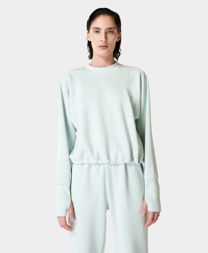 Sand Wash Crew Neck Sweatshirt Frost Blue Women Jumpers Hoodies Sweaty Betty