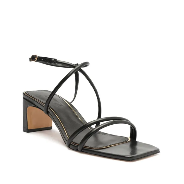 Sandals Aimee Block Leather Sandal Black Schutz Shoes Block Heels