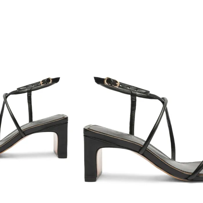 Sandals Aimee Block Leather Sandal Black Schutz Shoes Block Heels