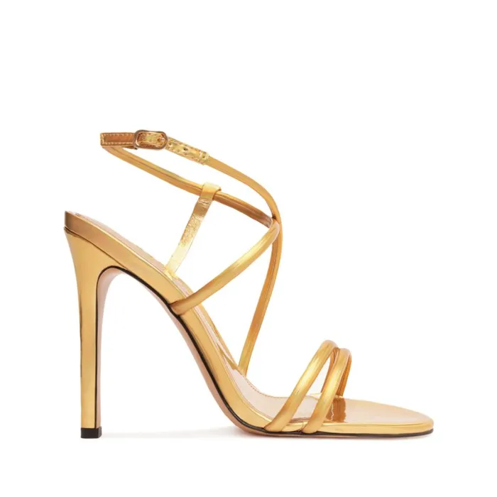 Sandals Aimee Specchio Leather Sandal Gold Schutz Shoes Stiletto Heels