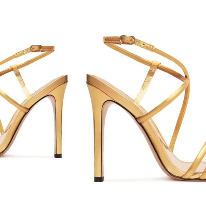 Sandals Aimee Specchio Leather Sandal Gold Schutz Shoes Stiletto Heels