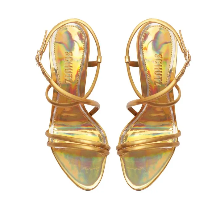 Sandals Aimee Specchio Leather Sandal Gold Schutz Shoes Stiletto Heels