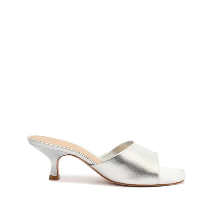 Sandals Dethalia Metallic Leather Sandal Silver Schutz Shoes Mule