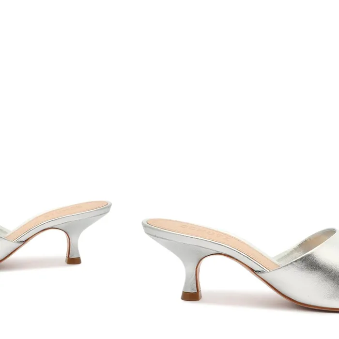 Sandals Dethalia Metallic Leather Sandal Silver Schutz Shoes Mule
