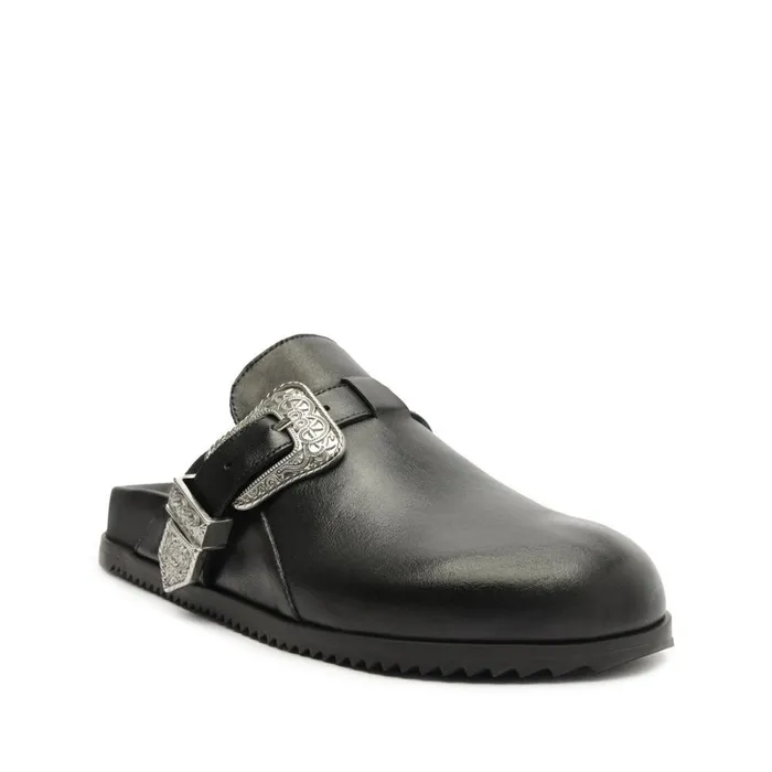Sandals Grace Leather Flat Black Schutz Shoes Mule