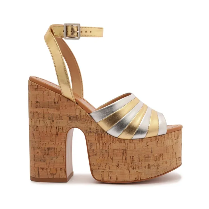 Sandals Imani Metallic Leather Sandal Prata Schutz Shoes Platforms