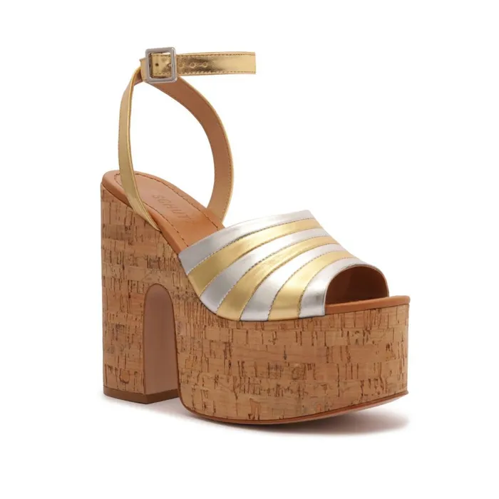 Sandals Imani Metallic Leather Sandal Prata Schutz Shoes Platforms Sandals Imani Metallic Leather Sandal Prata Schutz Shoes Platforms