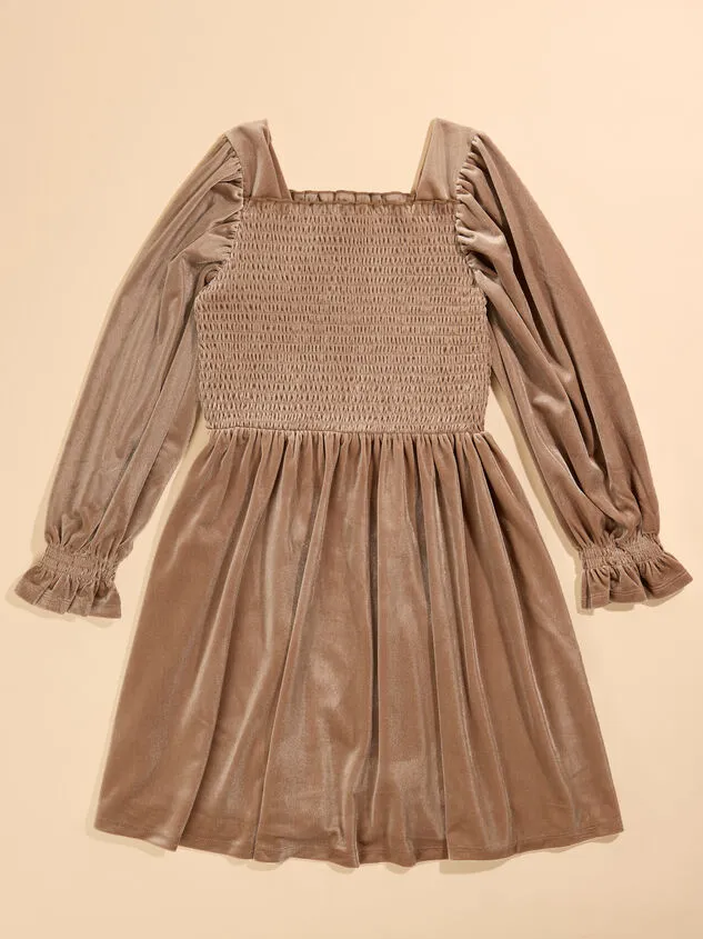 Sarah Velvet Babydoll Dress Champagne Girl Altar039d State Youth 6Y12Y