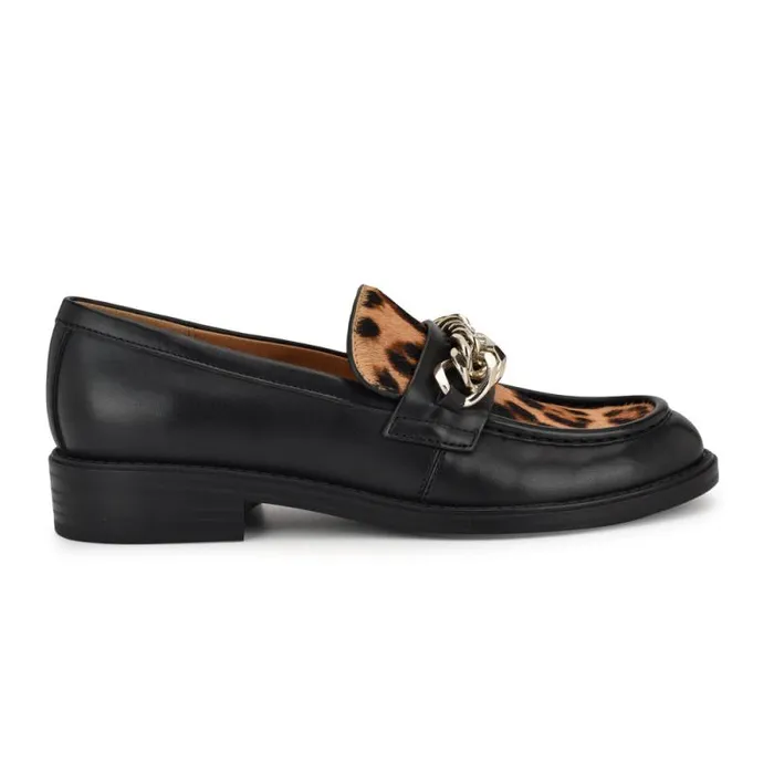 Sasah Tailored Loafer Blackleopard Women Nine West Flats