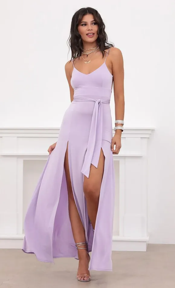 Satin Tie Maxi Lilac Women LUCY IN THE SKY Maxi Dresses