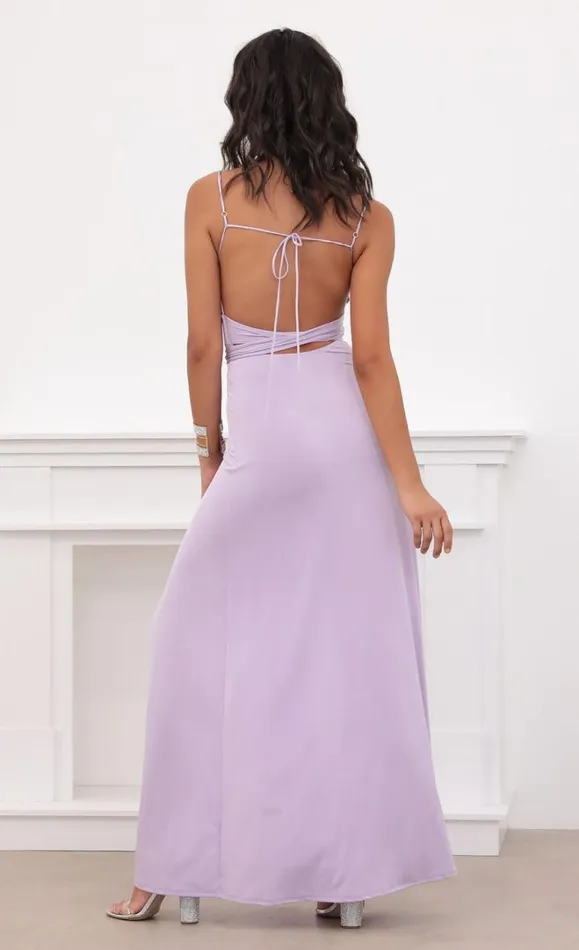Satin Tie Maxi Lilac Women LUCY IN THE SKY Maxi Dresses Satin Tie Maxi Lilac Women LUCY IN THE SKY Maxi Dresses