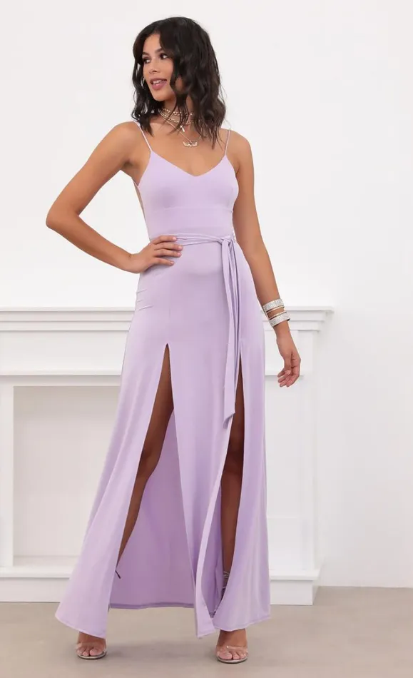Satin Tie Maxi Lilac Women LUCY IN THE SKY Maxi Dresses Satin Tie Maxi Lilac Women LUCY IN THE SKY Maxi Dresses