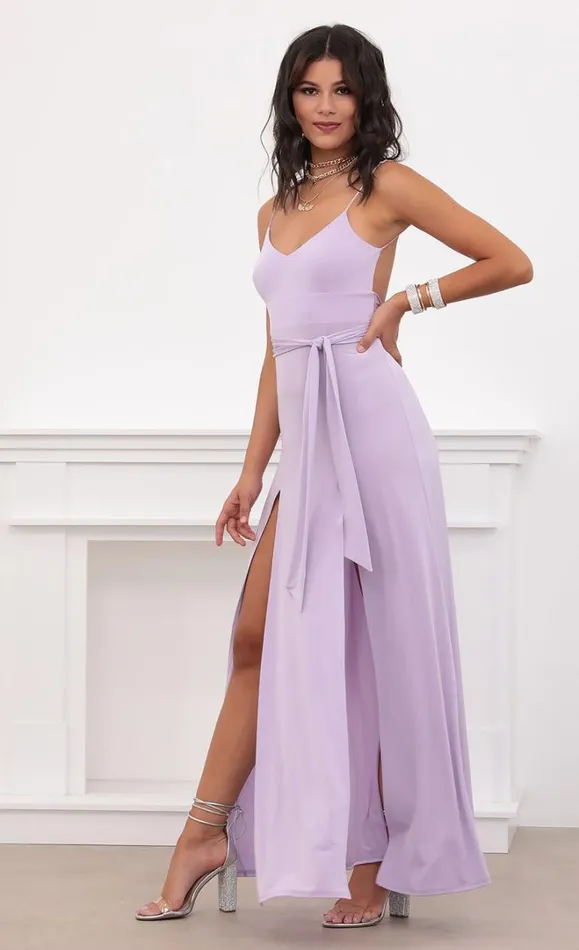 Satin Tie Maxi Lilac Women LUCY IN THE SKY Maxi Dresses Satin Tie Maxi Lilac Women LUCY IN THE SKY Maxi Dresses