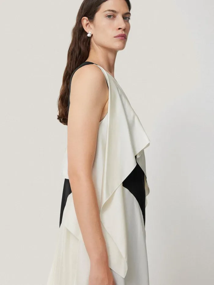Sculptural Silk Twill Dress Monochrome Women Jigsaw Party