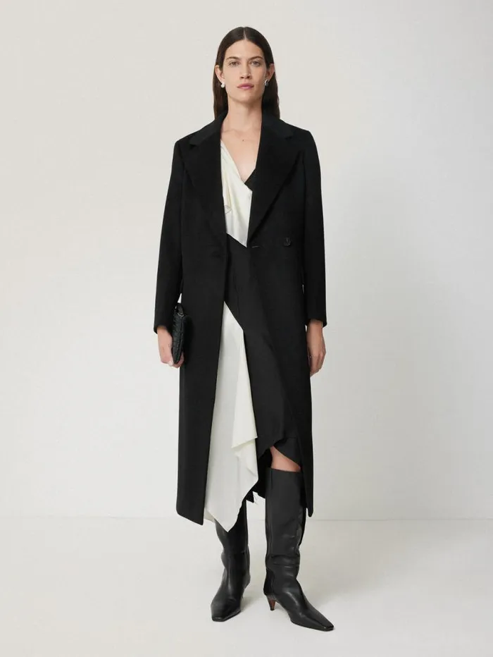 Sculptural Silk Twill Dress Monochrome Women Jigsaw Party