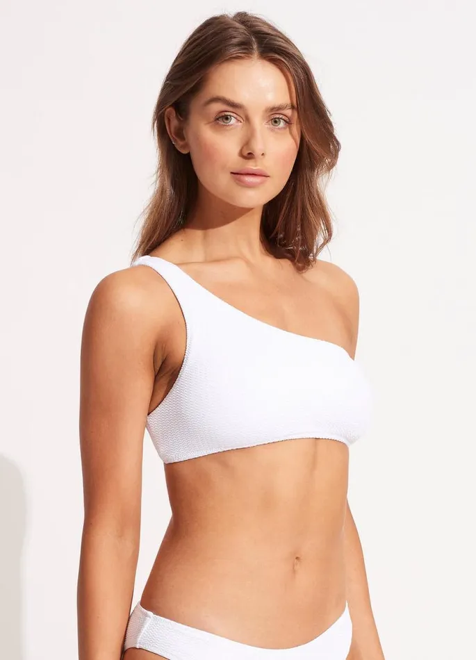 Seafolly Bandeau Women Sea Dive One Shoulder Top 8211 White