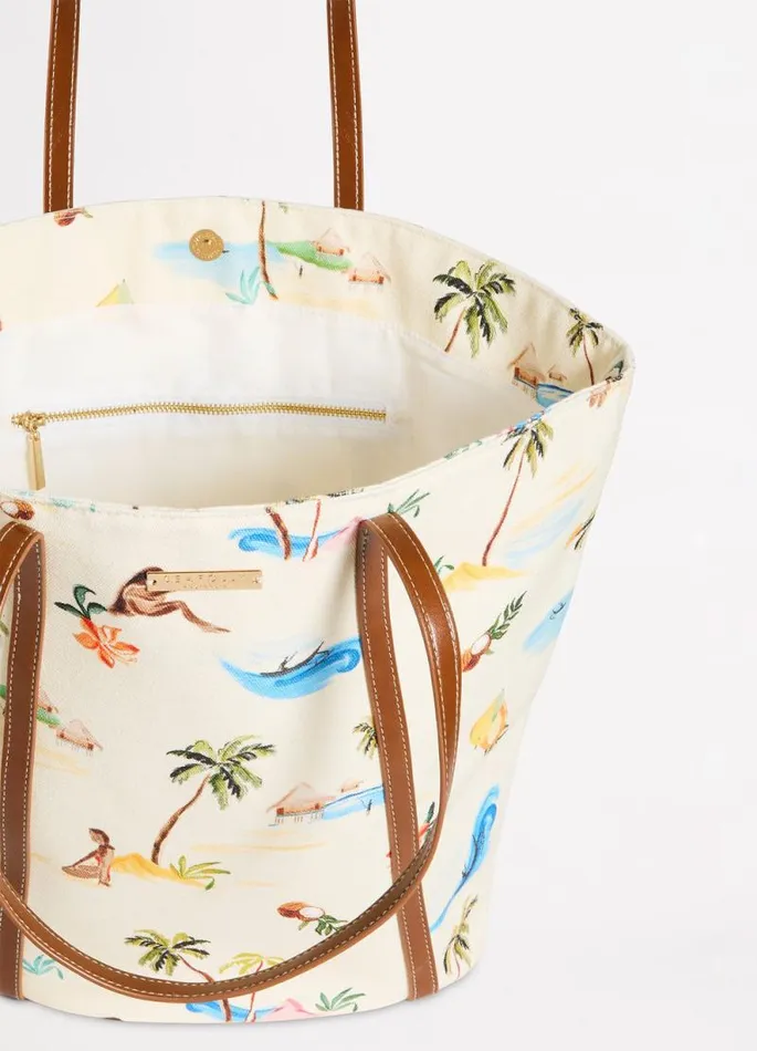 Seafolly Beach Bags Women Isla Palm Tote Bag 8211 Ecru