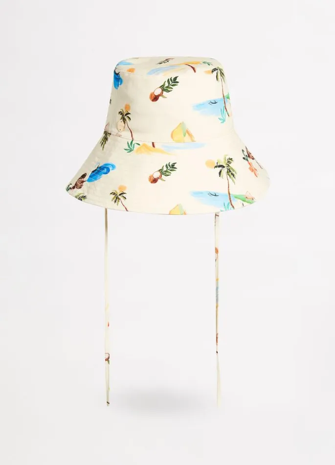 Seafolly Beach Hats Women Isla Palm Bucket Hat 8211 Ecru