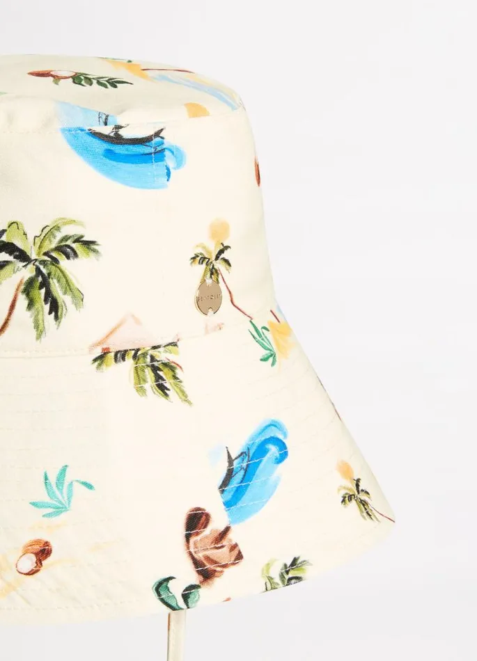 Seafolly Beach Hats Women Isla Palm Bucket Hat 8211 Ecru