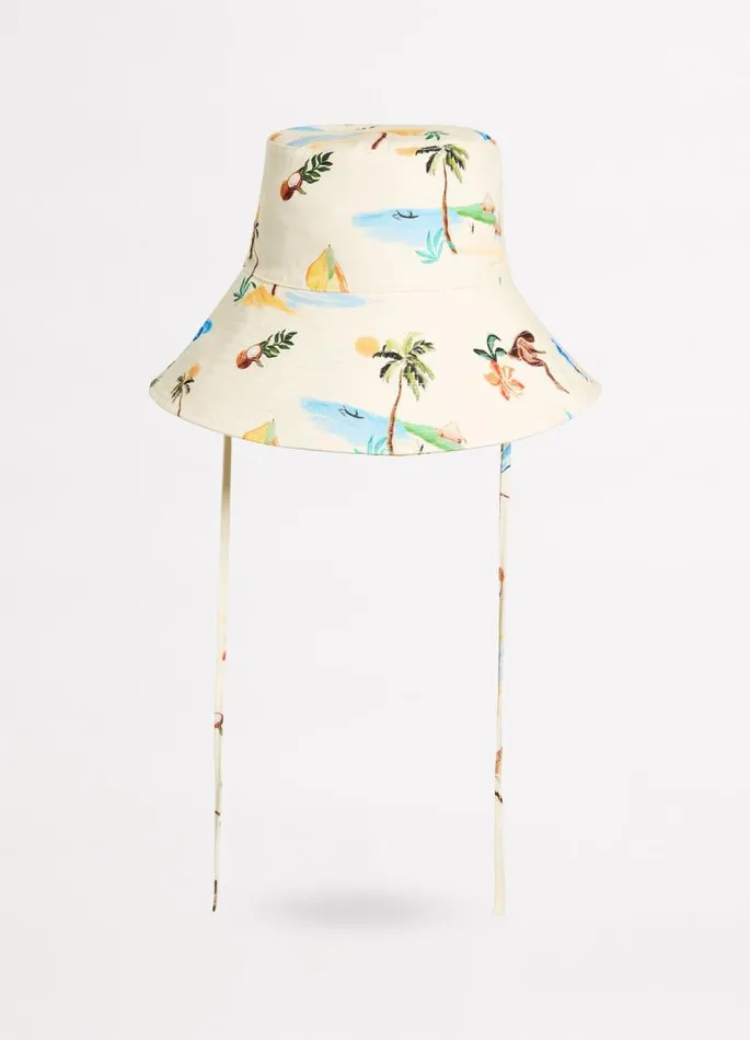 Seafolly Beach Hats Women Isla Palm Bucket Hat 8211 Ecru