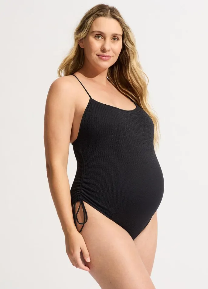 Seafolly Black One Pieces Women Sea Dive Scoop Neck Drawstring Side One Piece 8211 Black Seafolly Black One Pieces Women Sea Dive Scoop Neck Drawstring Side One Piece 8211 Black