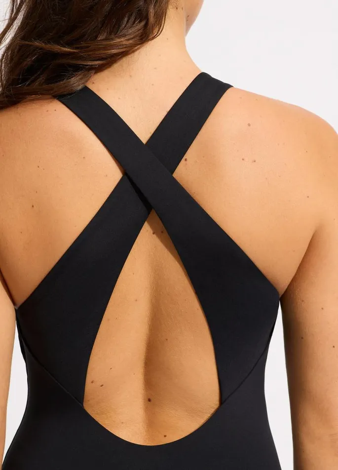 Seafolly Black One Pieces Women Seafolly Collective High Neck One Piece 8211 Black