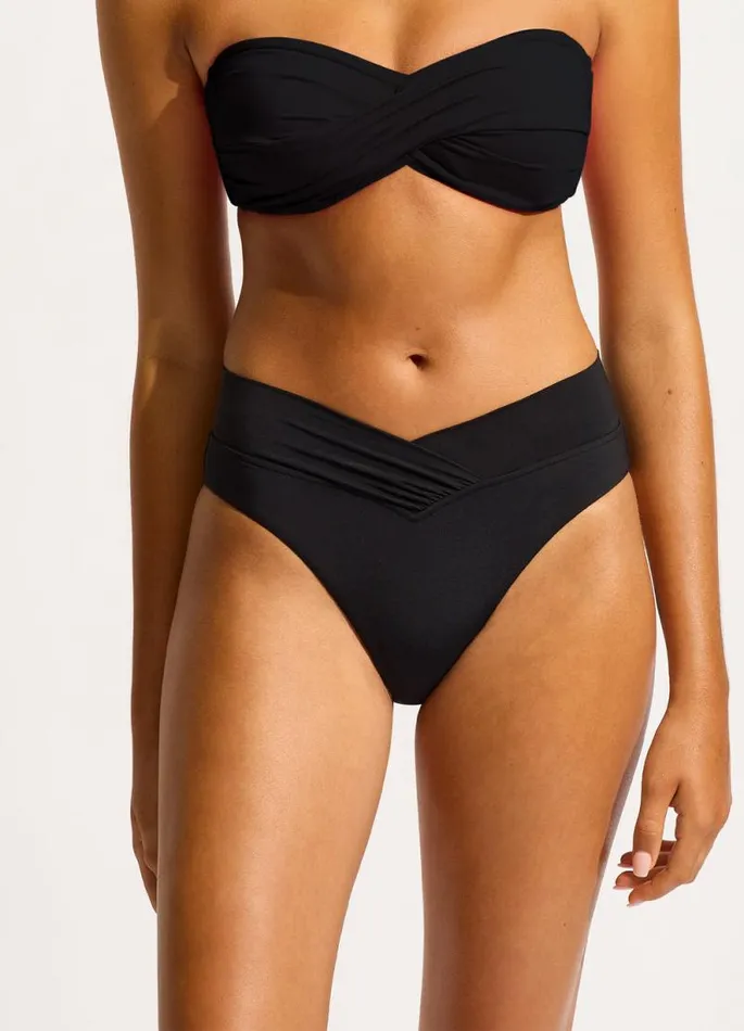 Seafolly High Cut Women Seafolly Collective V Front High Cut Bikini Bottom 8211 Black